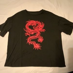 SHEIN Black T-Shirt w. Red Dragon Graphic (Lg)